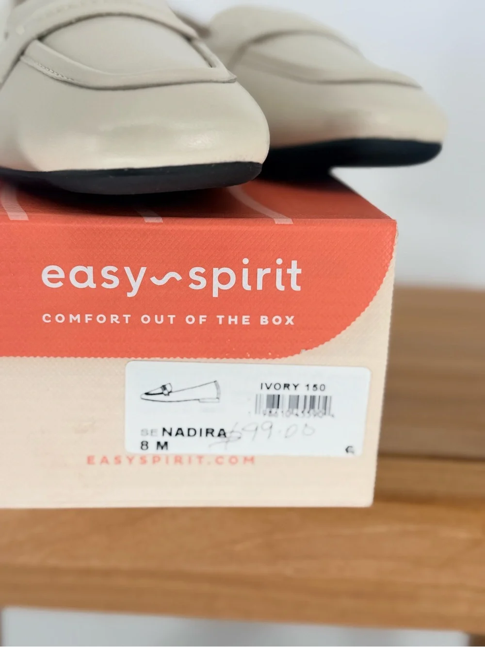 NEW EASY SPIRIT NADIRA Cream Women's Loafers - Elegant Slip-On Style SIZE 8